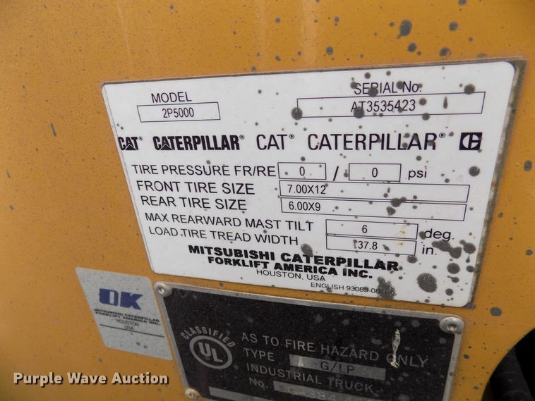 image for item FK9925 Caterpillar 2P5000 forklift