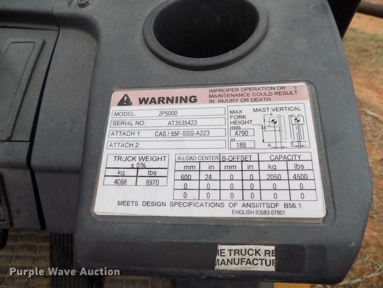 image for item FK9925 Caterpillar 2P5000 forklift