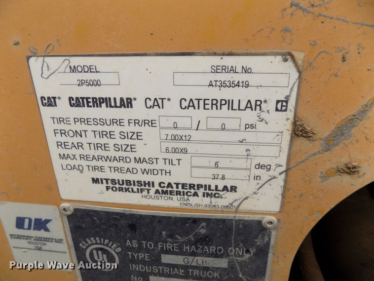 image for item FK9926 Caterpillar 2P5000 forklift