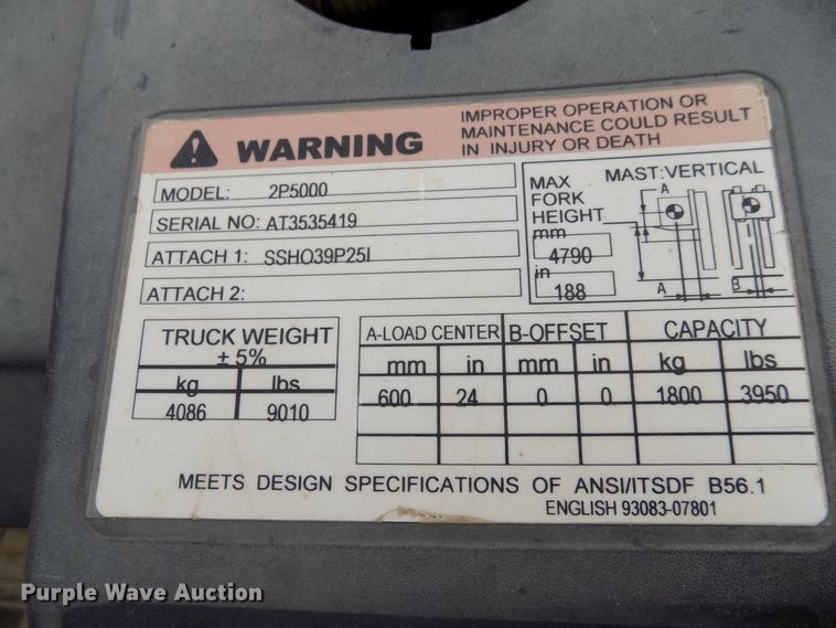 image for item FK9926 Caterpillar 2P5000 forklift