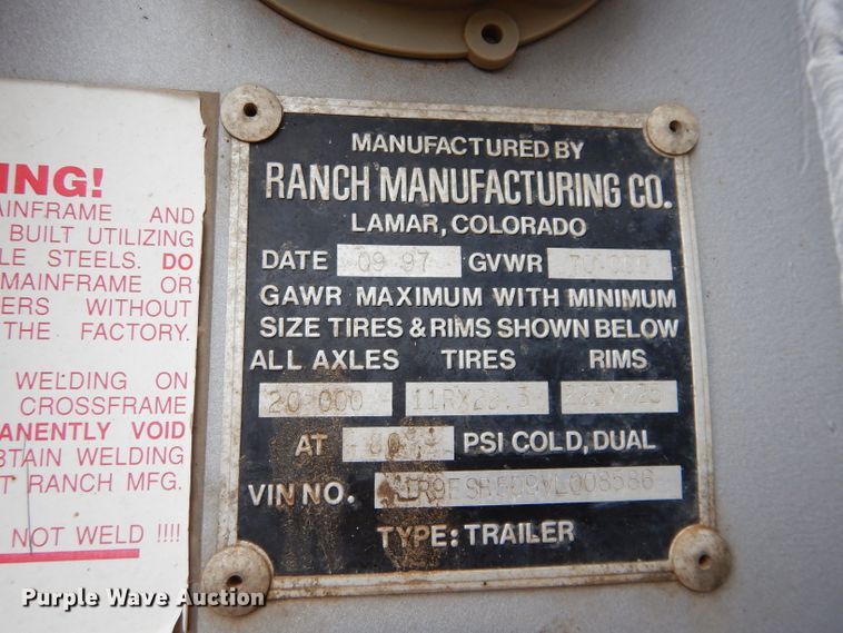 image for item FK9928 1997 Ranch Manufacturing Co end dump trailer