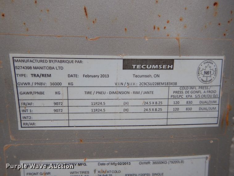 image for item FK9930 2013 Tecumseh bottom dump trailer