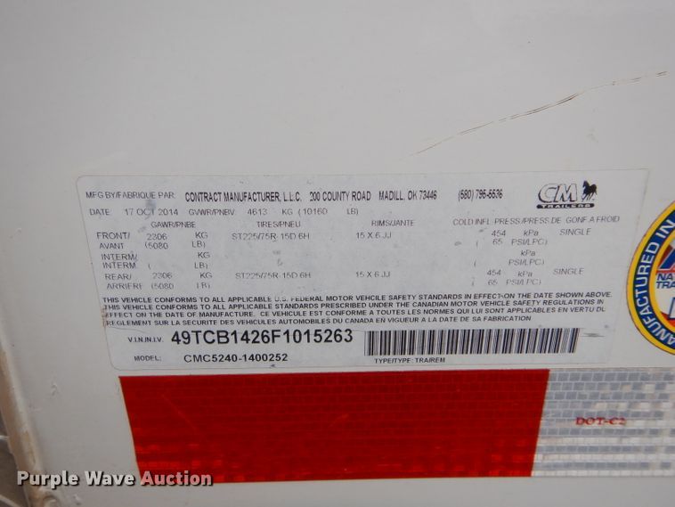 image for item FK9934 2015 CM CMC5240-1400252 enclosed cargo trailer