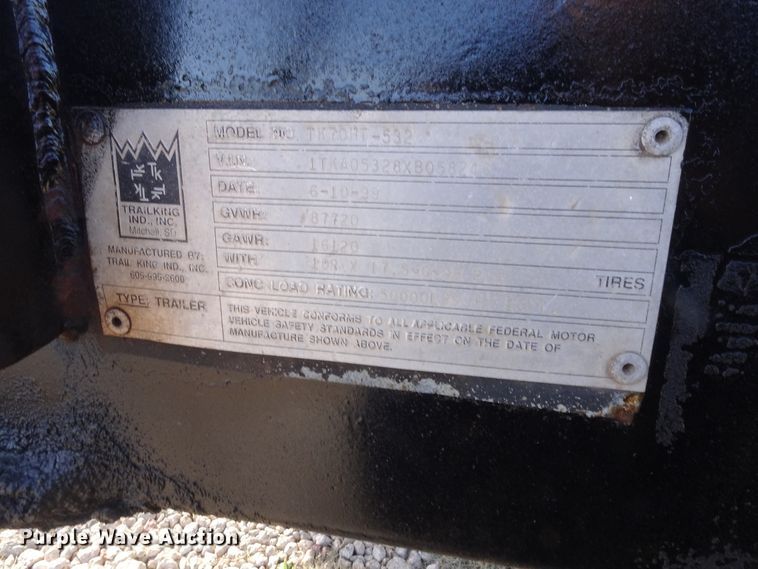 image for item FK9961 1999 Trail King TK70HT-532 drop deck equipment trailer