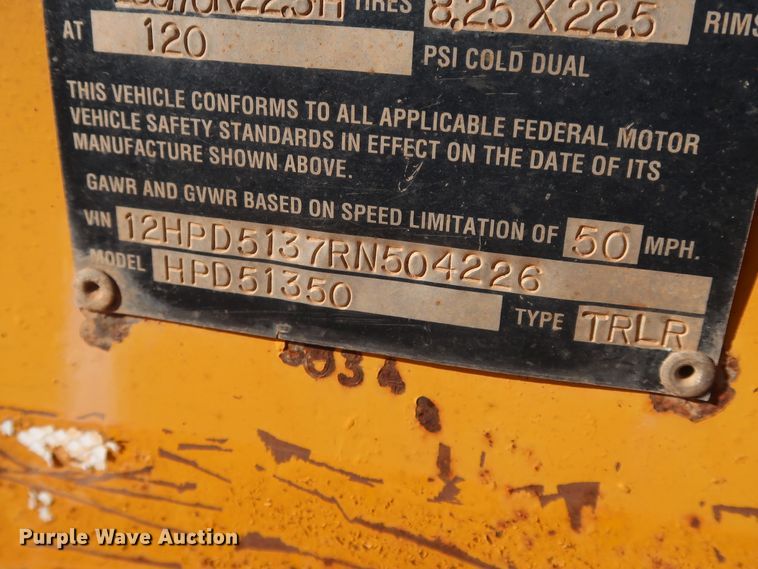 image for item DG4241 1994 Holden HPD51350 lowboy equipment trailer