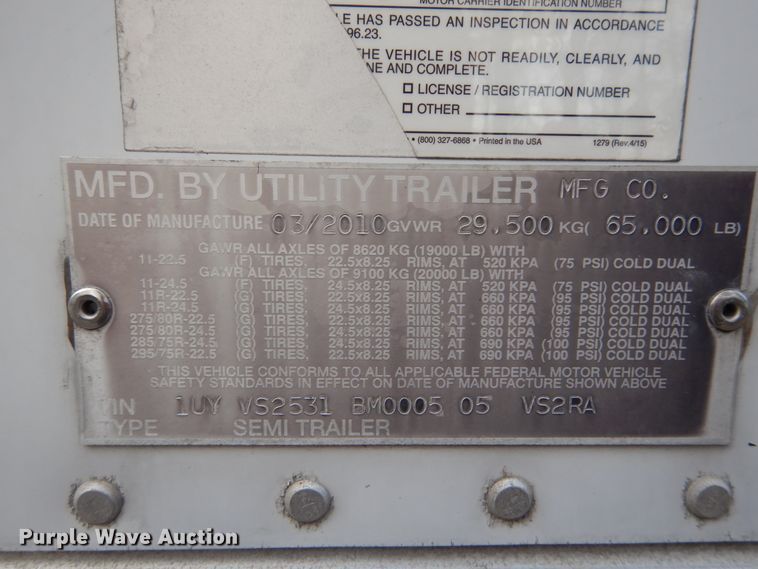 image for item DH5002 2011 Utility Trailers VS2RA refrigerated van trailer