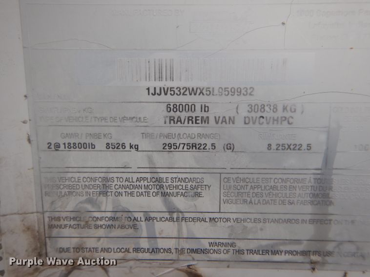 image for item DH6860 2005 Wabash dry van trailer