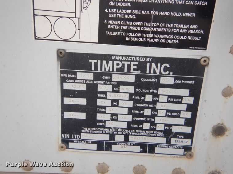 image for item GB9503 2000 Timpte hopper bottom grain trailer