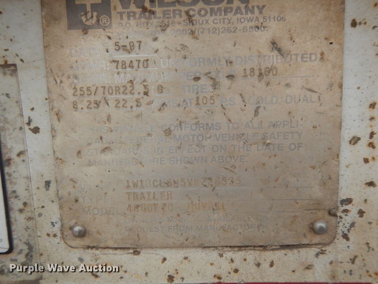 image for item GC9126 1997 Wilson 4860FTD drop deck equipment trailer