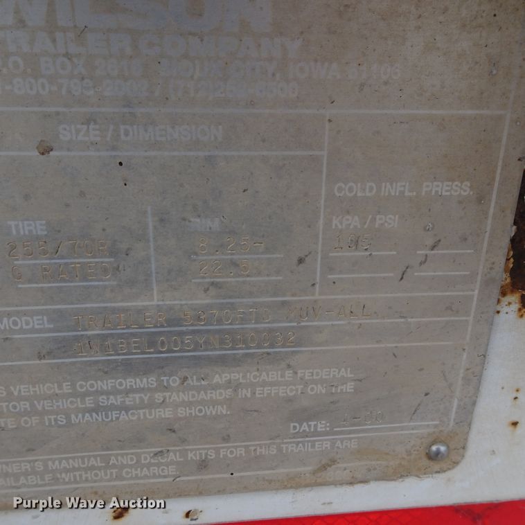 image for item GC9127 2000 Wilson 5370FTD Muv-All drop deck equipment trailer