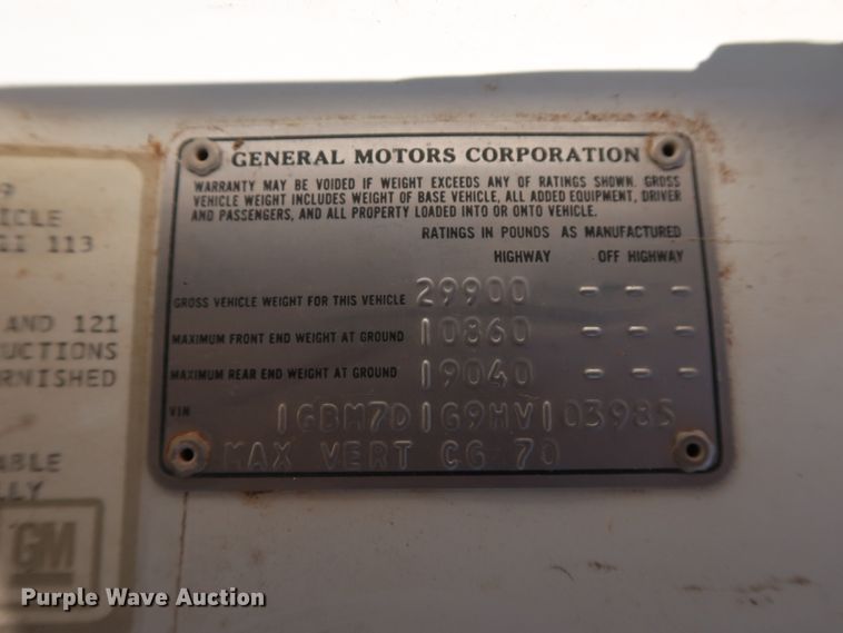 image for item GD9752 1987 Chevrolet Kodiak 70 digger derrick truck