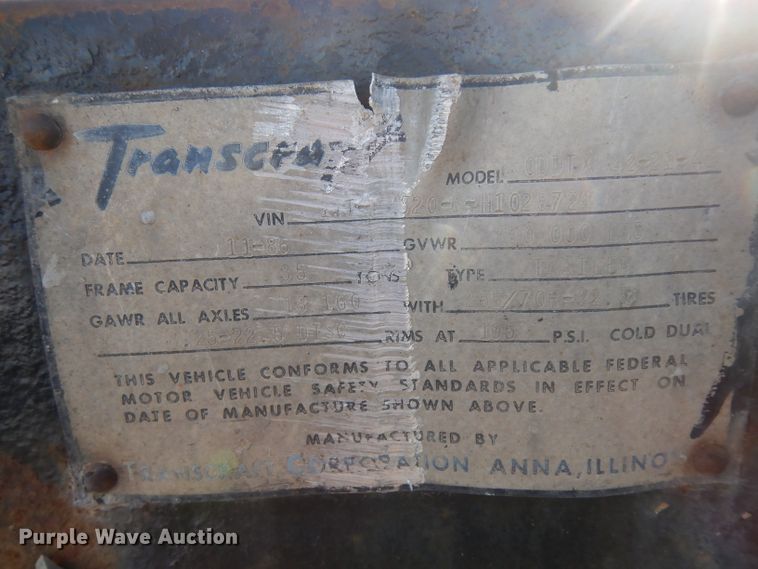 image for item GJ9158 1987 Transcraft 0DDTX42-21-45 drop deck equipment trailer