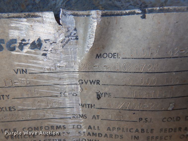 image for item GJ9158 1987 Transcraft 0DDTX42-21-45 drop deck equipment trailer