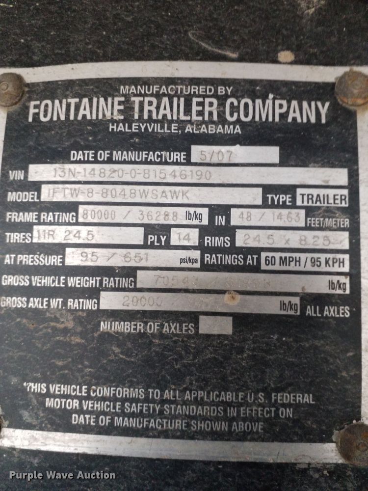 image for item GJ9163 2008 Fontaine flatbed trailer