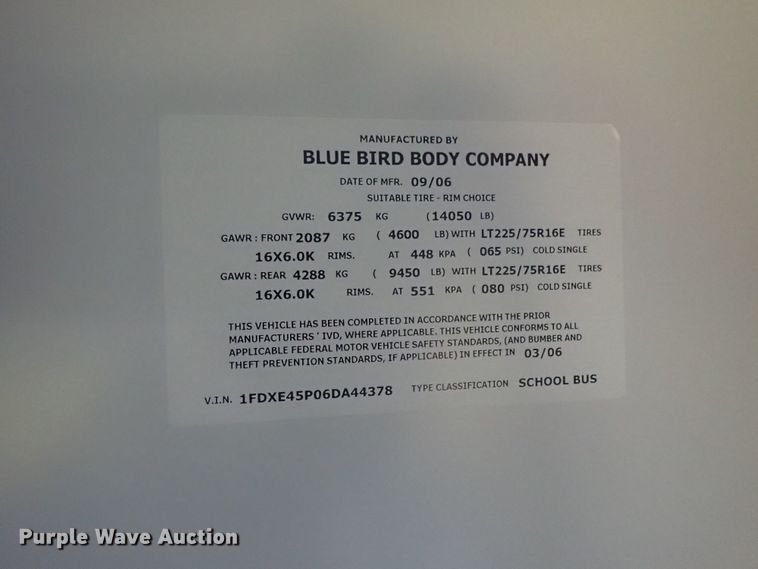 image for item DC3421 2006 Ford E450 school bus