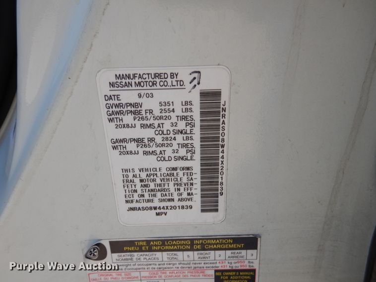 image for item DE4069 2004 Infiniti FX35 SUV