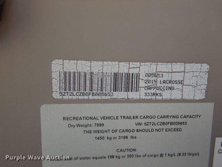 image for item DE4081 2015 Forest River LaCrosse LCT333RKS camper