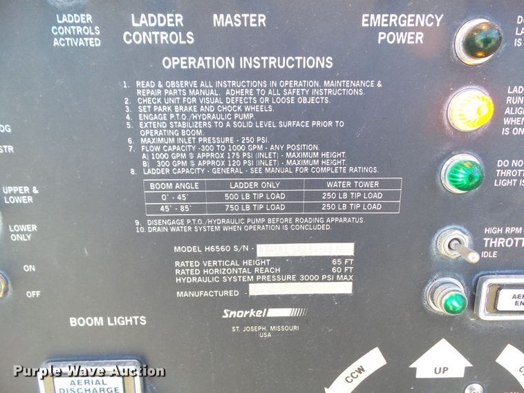 image for item DF0822 1999 Pierce ladder fire truck