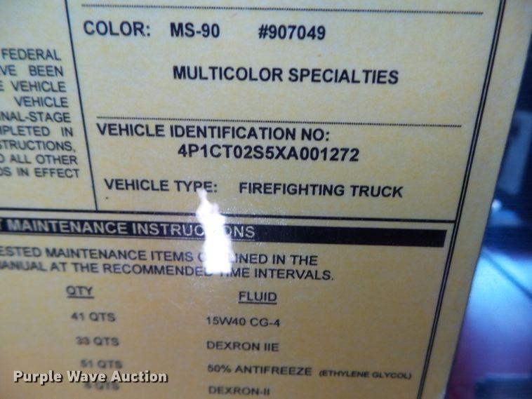 image for item DF0822 1999 Pierce ladder fire truck