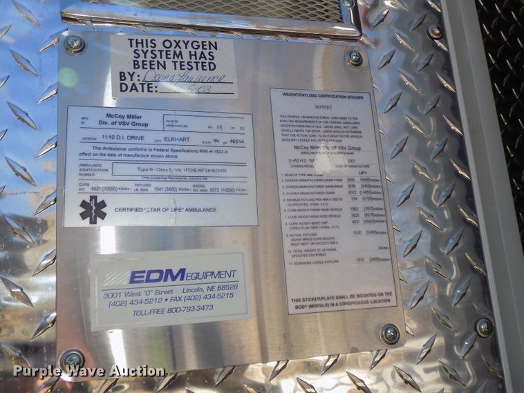 image for item DG2477 2003 Ford E450 Super Duty ambulance