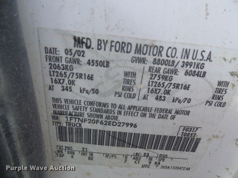 image for item DG5523 2002 Ford F250 Super Duty pickup truck