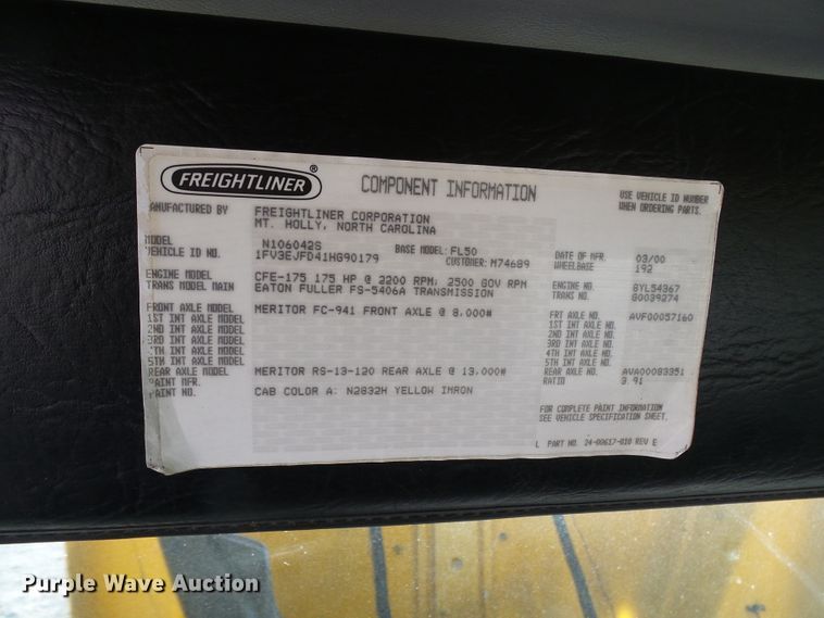 image for item DG5563 2001 Freightliner FL50 box truck