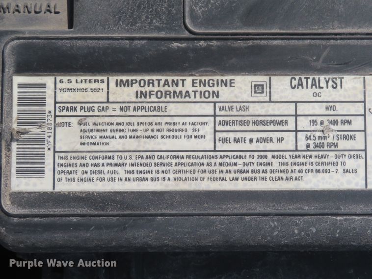 image for item DH1583 2000 Chevrolet C3500HD utility bed pickup truck