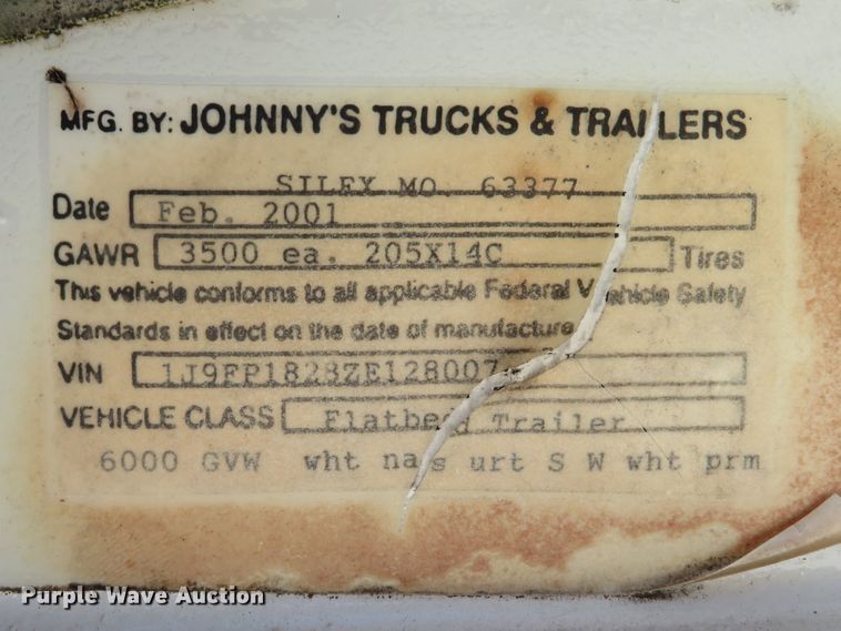 image for item DH1688 2001 Johnnys Truck & Trailers utility trailer