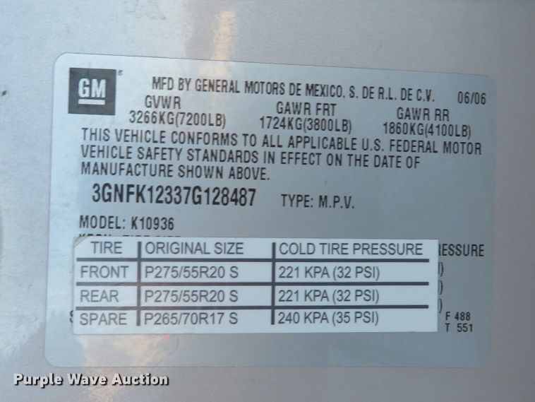 image for item DH1689 2007 Chevrolet Avalanche SE Crew Cab pickup truck