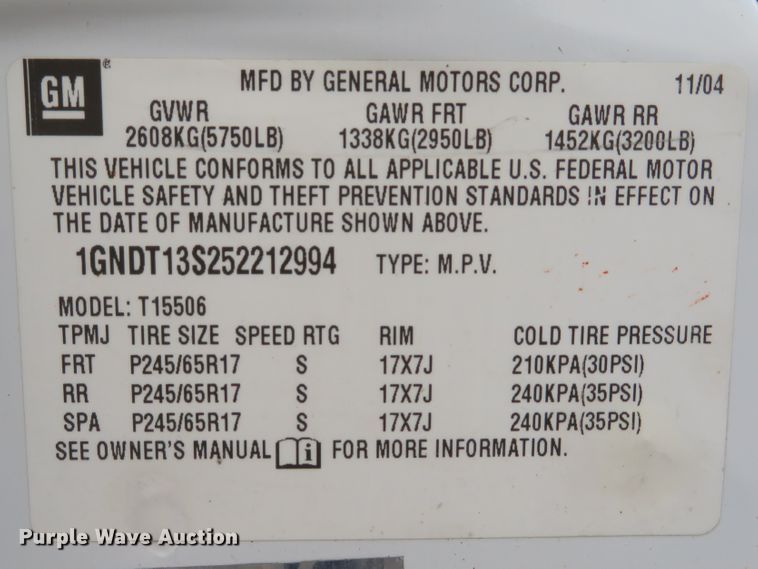 image for item DH1700 2005 Chevrolet TrailBlazer SUV