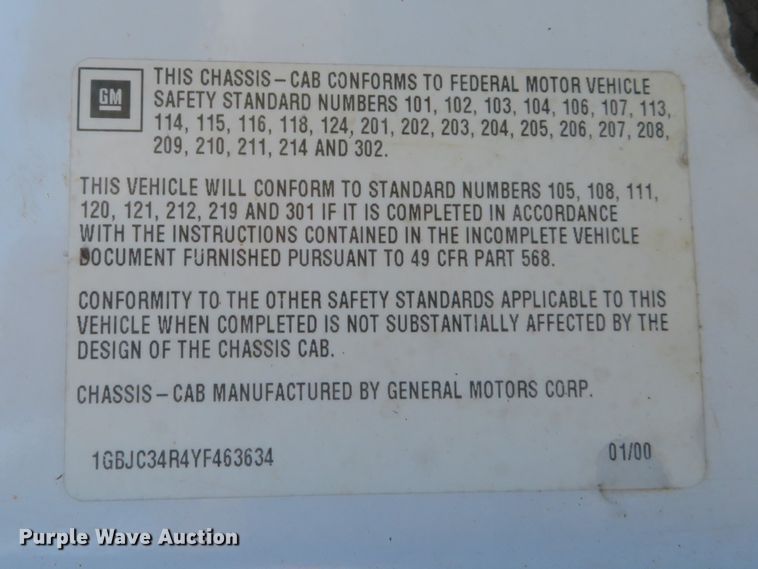 image for item DH1744 2000 Chevrolet C3500 flatbed pickup truck