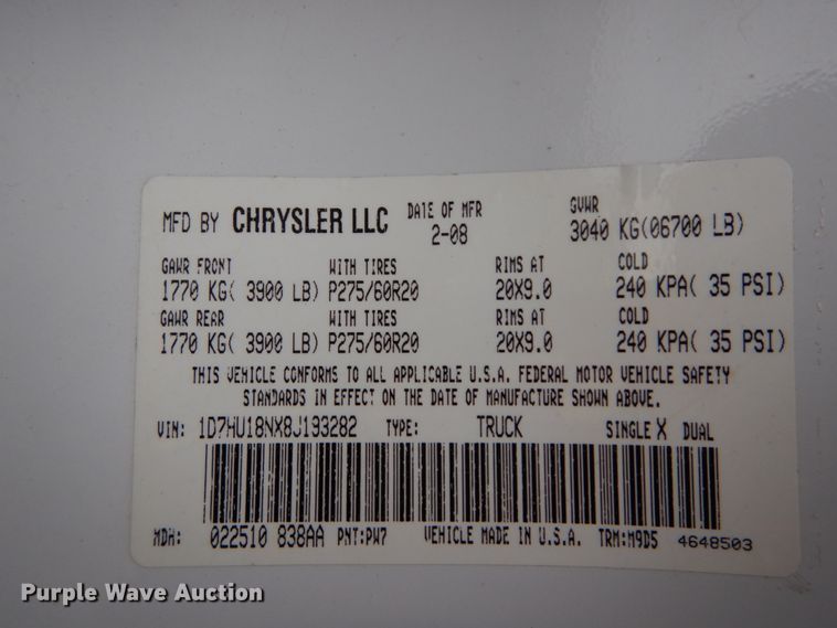 image for item DH5013 2008 Dodge Ram 1500 Quad Cab pickup truck