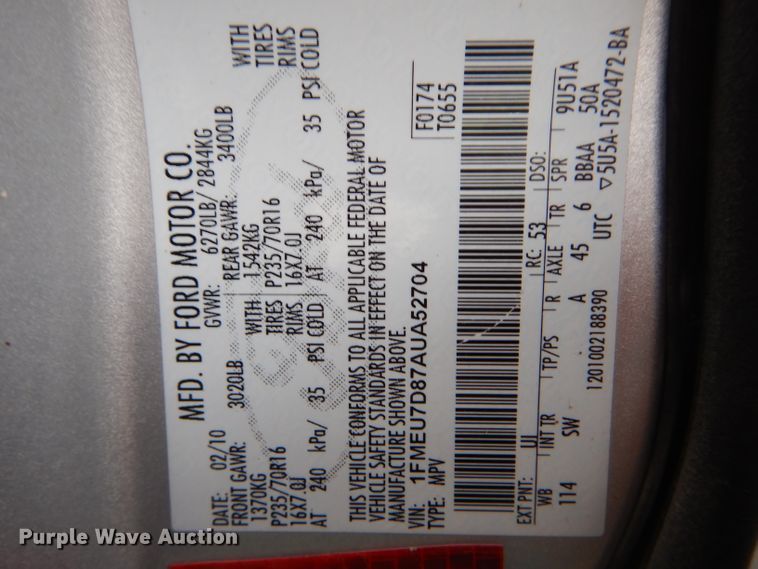 image for item DH6229 2010 Ford Explorer XLT SUV