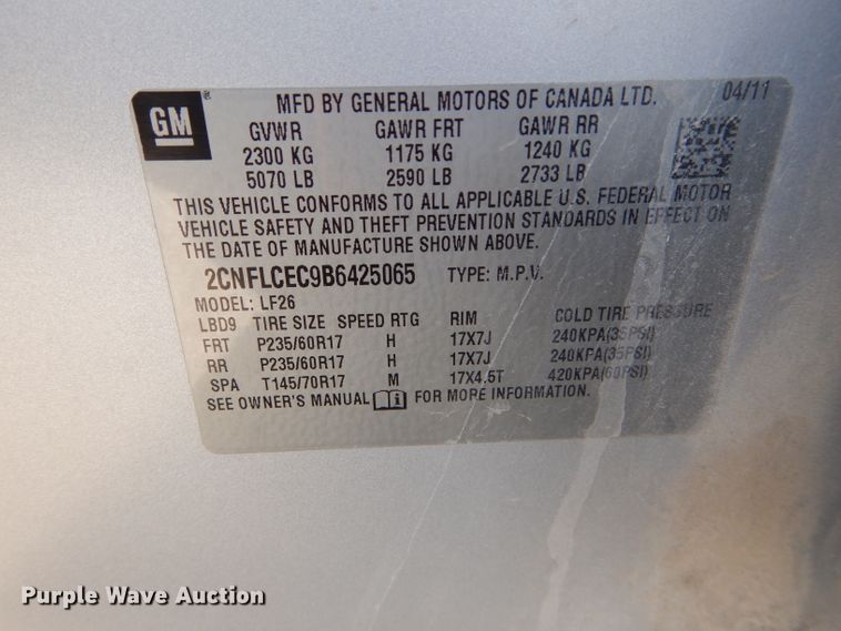 image for item DH6920 2011 Chevrolet Equinox SUV