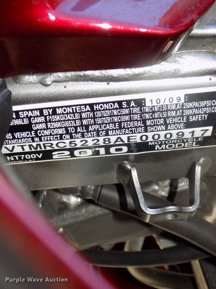 image for item DO9416 2010 Honda NT700V motorcycle