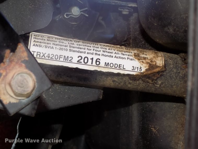 image for item DO9421 2016 Honda Rancher TRX420FM2 ATV