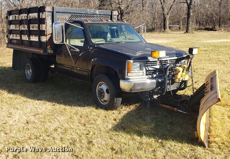 image for item EL9750 1995 Chevrolet K3500 dump flatbed pickup truck