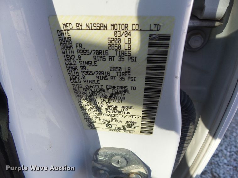 image for item EM9860 2004 Nissan Xterra SE SUV