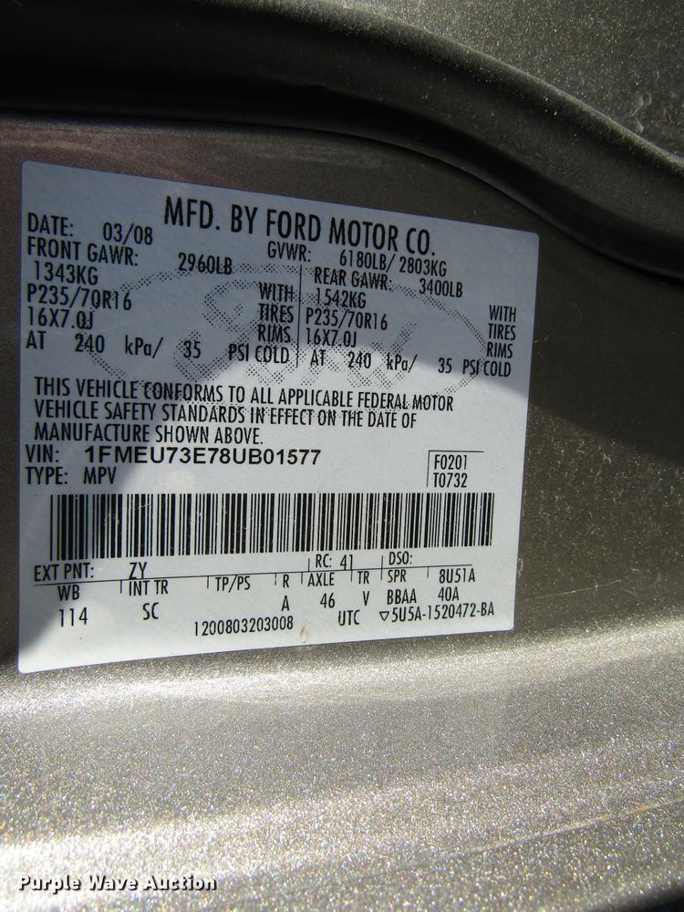 image for item FD9318 2008 Ford Explorer XLT SUV