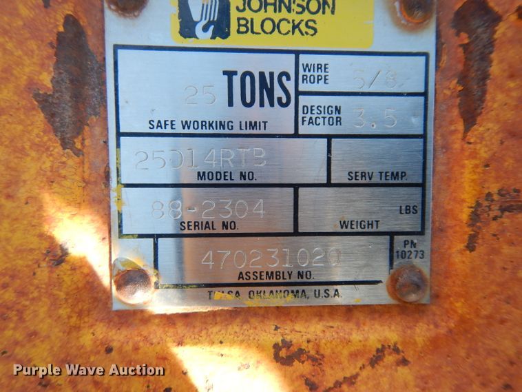 image for item FD9603 Johnson 25014RTB crane block