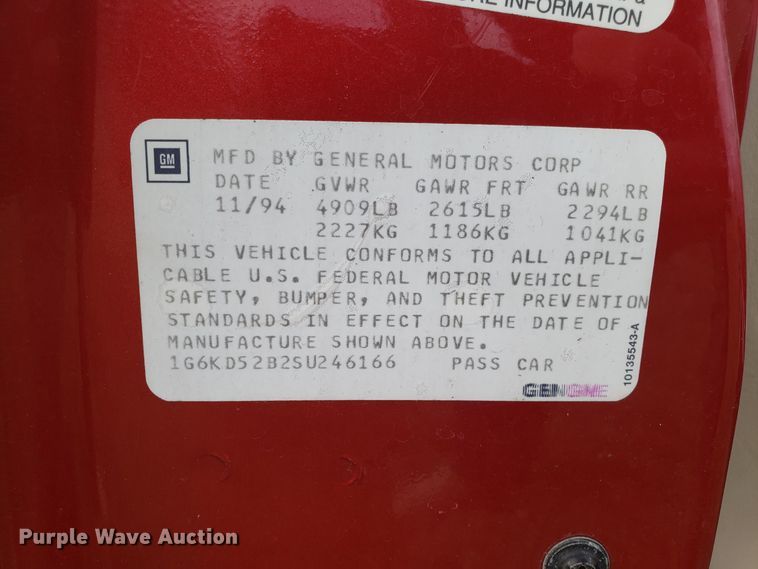 image for item FW9588 1995 Cadillac DeVille