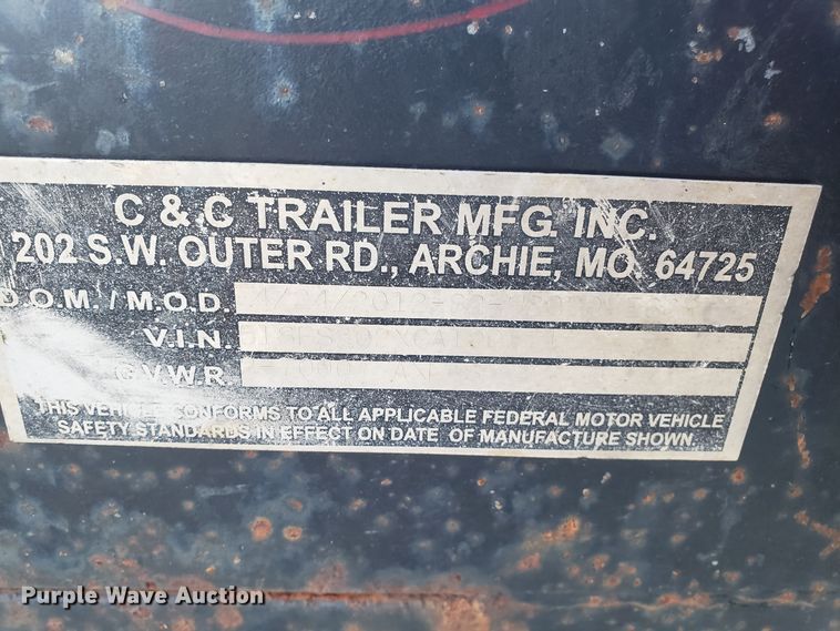 image for item GA9314 2012 C&C 82-H20D0VE6CR equipment trailer