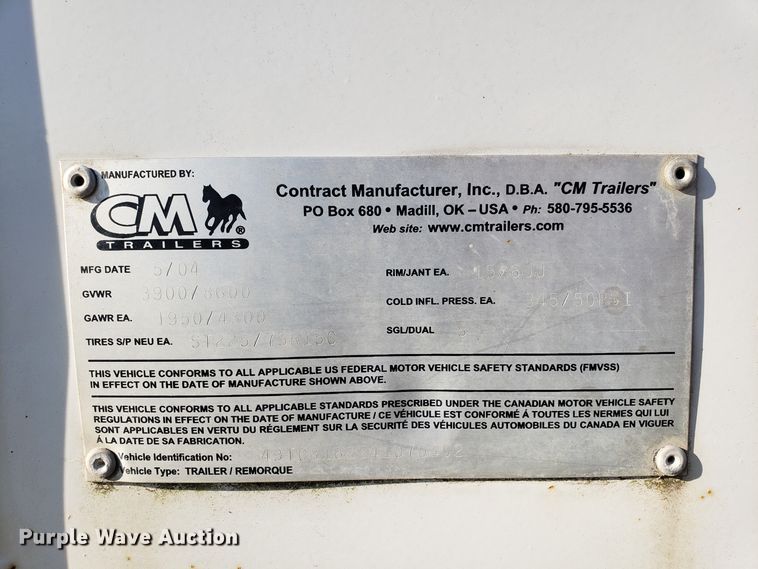 image for item GA9324 2004 Cm Trailers enclosed cargo trailer