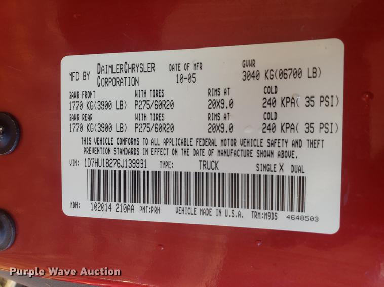 image for item GA9325 2006 Dodge Ram 1500 Quad Cab pickup truck