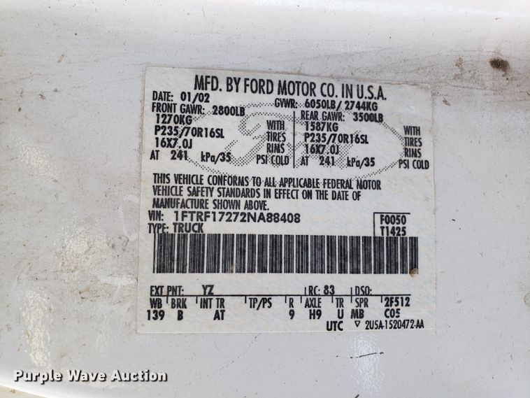 image for item GA9348 2002 Ford F150 pickup truck