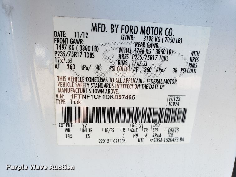 image for item GA9349 2013 Ford F150 pickup truck