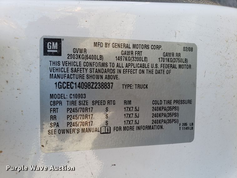 image for item GA9350 2008 Chevrolet Silverado 1500 pickup truck