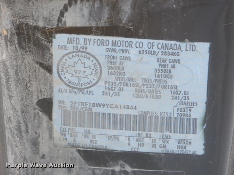 image for item GB9538 2000 Ford F150 pickup truck