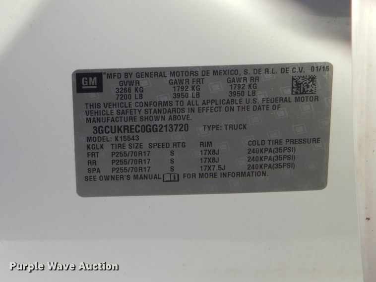 image for item GB9560 2016 Chevrolet Silverado 1500 Crew Cab pickup truck