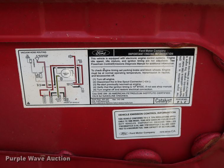 image for item GD9777 1996 Ford F350 XL Crew Cab flatbed pickup truck